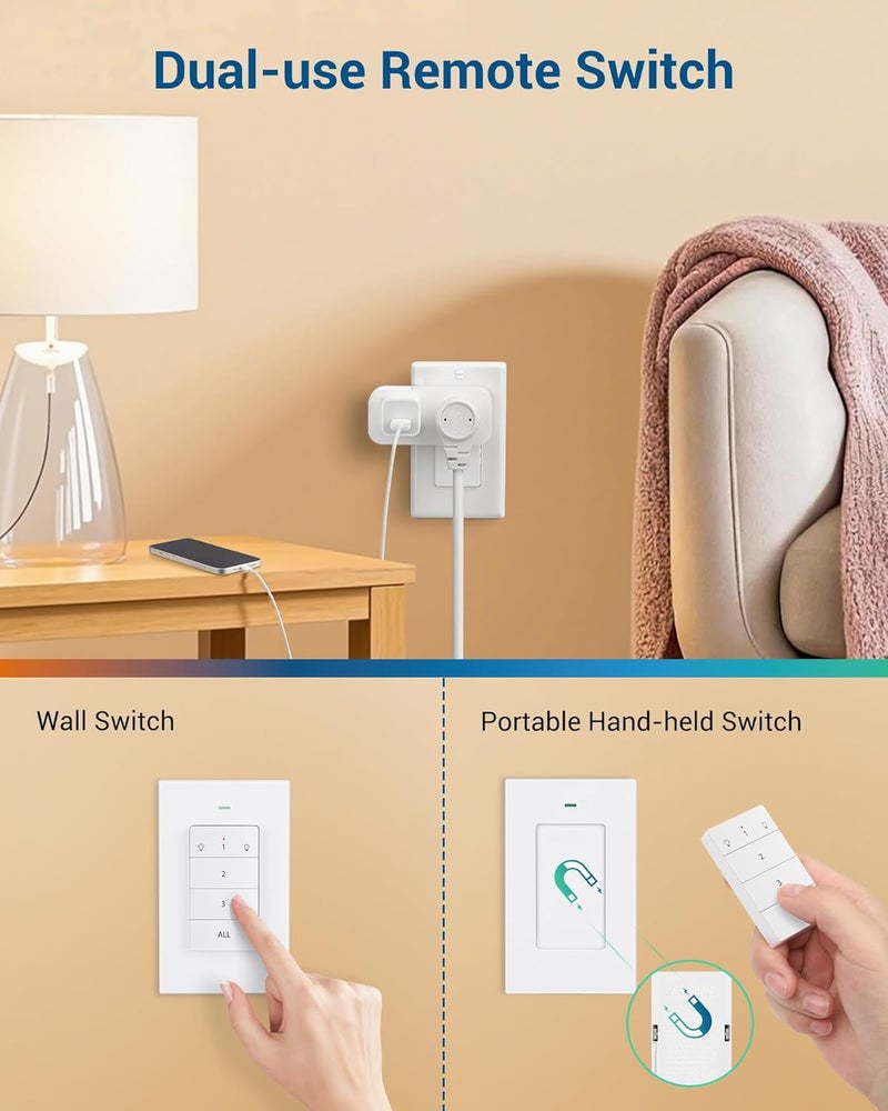 DEWENWILS Remote Control Outlet Wireless Light Switch, 2 Independent Control Sockets Electrical Remote Outlet Switch for Christmas Decoration, No Wiring,100 Ft Range - Image 2